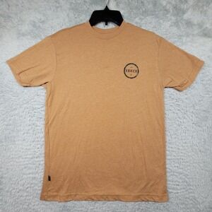 VEECE Logo Men Crew Neck Shirt Brown Heathered Short Sleeve Graphic Tee Medium